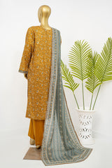 Bin Saeed Stitched 3 Piece Exclusive Printed Lawn Vol-11 Suit-LSM-3153-YELLOW