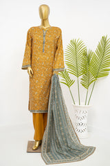 Bin Saeed Stitched 3 Piece Exclusive Printed Lawn Vol-11 Suit-LSM-3153-YELLOW