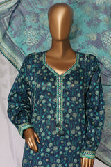 Bin Saeed Stitched 3 Piece Printed Lawn Frock Vol-03 Suit-LSM-3156-BLUE