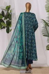Bin Saeed Stitched 3 Piece Printed Lawn Frock Vol-03 Suit-LSM-3156-BLUE