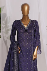 Bin Saeed Stitched 3 Piece Printed Lawn Frock Vol-03 Suit-LSM-3161-PURPLE