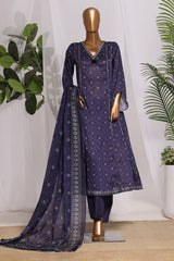 Bin Saeed Stitched 3 Piece Printed Lawn Frock Vol-03 Suit-LSM-3161-PURPLE