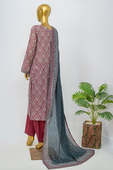 Bin Saeed Stitched 3 Piece Exclusive Printed Lawn Vol-12 Suit-LSM-3162-PINK