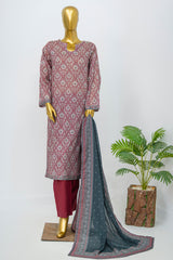 Bin Saeed Stitched 3 Piece Exclusive Printed Lawn Vol-12 Suit-LSM-3162-PINK