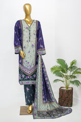Bin Saeed Stitched 3 Piece Exclusive Printed Lawn Vol-12 Suit-LSM-3163-GREY