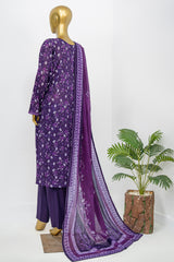 Bin Saeed Stitched 3 Piece Exclusive Printed Lawn Vol-12 Suit-LSM-3164-PURPLE