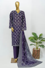 Bin Saeed Stitched 3 Piece Exclusive Printed Lawn Vol-12 Suit-LSM-3166-BLUE