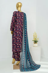 Bin Saeed Stitched 3 Piece Exclusive Printed Lawn Vol-12 Suit-LSM-3171-MEHROON