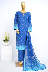 Bin Saeed Stitched 3 Piece Exclusive Printed Lawn Vol-12 Suit-LSM-3175-BLUE