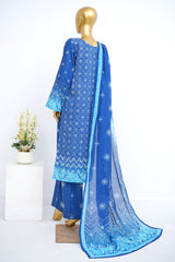 Bin Saeed Stitched 3 Piece Exclusive Printed Lawn Vol-12 Suit-LSM-3175-BLUE