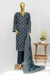 Bin Saeed Stitched 3 Piece Exclusive Printed Lawn Vol-12 Suit-LSM-3182-BLUE
