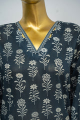 Bin Saeed Stitched 3 Piece Exclusive Printed Lawn Vol-12 Suit-LSM-3182-BLUE