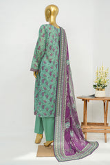 Bin Saeed Stitched 3 Piece Exclusive Printed Lawn Vol-12 Suit-LSM-3183-FEROZI