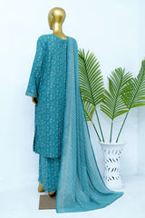 Bin Saeed Stitched 3 Piece Exclusive Printed Lawn Vol-12 Suit-LSM-3196-GREEN