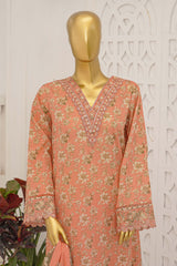 Bin Saeed Stitched 3 Piece Exclusive Emb Lawn With Flapper Suit-LSM-3207-PEACH