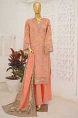 Bin Saeed Stitched 3 Piece Exclusive Emb Lawn With Flapper Suit-LSM-3207-PEACH