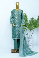 Bin Saeed Stitched 3 Piece Exclusive Printed Lawn Vol-12 Suit-LSM-3208-GREEN