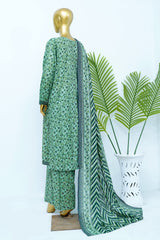 Bin Saeed Stitched 3 Piece Exclusive Printed Lawn Vol-12 Suit-LSM-3209-GREEN