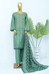 Bin Saeed Stitched 3 Piece Exclusive Printed Lawn Vol-12 Suit-LSM-3209-GREEN