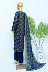 Bin Saeed Stitched 3 Piece Exclusive Printed Lawn Vol-12 Suit-LSM-3212-BLUE