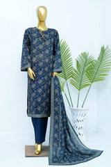 Bin Saeed Stitched 3 Piece Exclusive Printed Lawn Vol-12 Suit-LSM-3212-BLUE