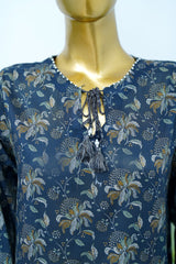 Bin Saeed Stitched 3 Piece Exclusive Printed Lawn Vol-12 Suit-LSM-3212-BLUE