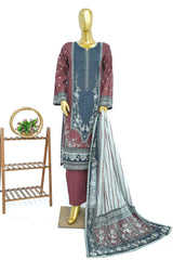 Bin Saeed Stitched 3 Piece Exclusive Printed Lawn Vol-13 Suit-LSM-3223-BLACK