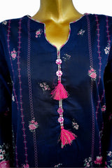 Bin Saeed Stitched 3 Piece Exclusive Printed Lawn Vol-13 Suit-LSM-3226-N.BLUE