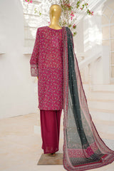 Bin Saeed Stitched 3 Piece Exclusive Emb Lawn With Flapper Suit-LSM-3237-MEHROON