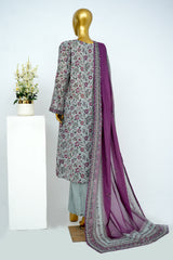 Bin Saeed Stitched 3 Piece Exclusive Printed Lawn Vol-13 Suit-LSM-3253-Sky
