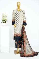 Bin Saeed Stitched 3 Piece Exclusive Printed Lawn Vol-13 Suit-LSM-3254-White