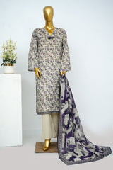 Bin Saeed Stitched 3 Piece Exclusive Printed Lawn Vol-13 Suit-LSM-3255-Off White