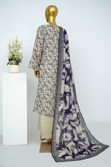 Bin Saeed Stitched 3 Piece Exclusive Printed Lawn Vol-13 Suit-LSM-3255-Off White