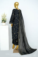 Bin Saeed Stitched 3 Piece Exclusive Printed Lawn Vol-13 Suit-LSM-3256-Black