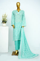 Bin Saeed Stitched 3 Piece Exclusive Printed Lawn Vol-13 Suit-LSM-3258-Ferozi