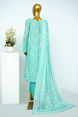 Bin Saeed Stitched 3 Piece Exclusive Printed Lawn Vol-13 Suit-LSM-3258-Ferozi