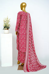 Bin Saeed Stitched 3 Piece Exclusive Printed Lawn Vol-13 Suit-LSM-3259-Shocking Pink