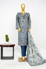 Bin Saeed Stitched 3 Piece Exclusive Printed Lawn Vol-14 Suit-LSM-3269-BLUE