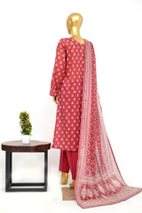 Bin Saeed Stitched 3 Piece Exclusive Printed Lawn Vol-14 Suit-LSM-3274-MAROON