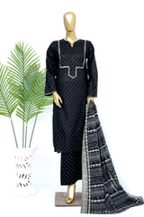 Bin Saeed Stitched 3 Piece Exclusive Printed Lawn Vol-14 Suit-LSM-3275-BLACK
