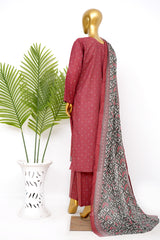 Bin Saeed Stitched 3 Piece Exclusive Printed Lawn Vol-14 Suit-LSM-3281-RUST