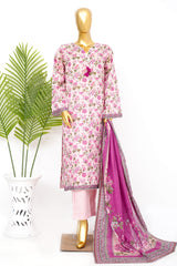 Bin Saeed Stitched 3 Piece Exclusive Printed Lawn Vol-14 Suit-LSM-3282-PINK