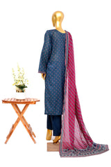 Bin Saeed Stitched 3 Piece Exclusive Printed Lawn Vol-14 Suit-LSM-3286-N.BLUE