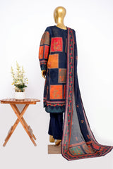 Bin Saeed Stitched 3 Piece Exclusive Printed Lawn Vol-14 Suit-LSM-3288-N.BLUE