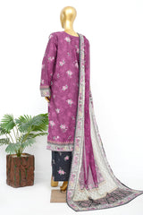 Bin Saeed Stitched 3 Piece Exclusive Printed Lawn Vol-14 Suit-LSM-3290-PURPLE
