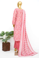 Bin Saeed Stitched 3 Piece Exclusive Printed Lawn Vol-14 Suit-LSM-3292-RUST