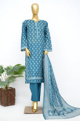 Bin Saeed Stitched 3 Piece Exclusive Printed Lawn Vol-14 Suit-LSM-3294-BLUE