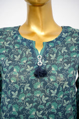 Bin Saeed Stitched 3 Piece Exclusive Printed Lawn Vol-15 Suit-LSM-3296-BLUE