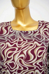 Bin Saeed Stitched 3 Piece Exclusive Printed Lawn Vol-15 Suit-LSM-3299-MAROON
