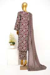 Bin Saeed Stitched 3 Piece Exclusive Printed Lawn Vol-15 Suit-LSM-3299-MAROON